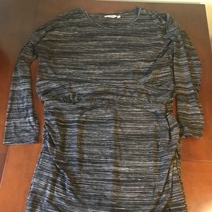 EUC Athleta Long Sleeve Grey Striped Knit Dress XL